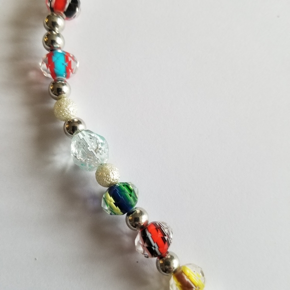 Handmade necklace clear and colorful faceted beads sparkly beaded - Picture 6 of 14